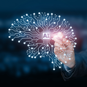 Schéma d'un cerveau et ses neurones, symbolisant l'IA en santé